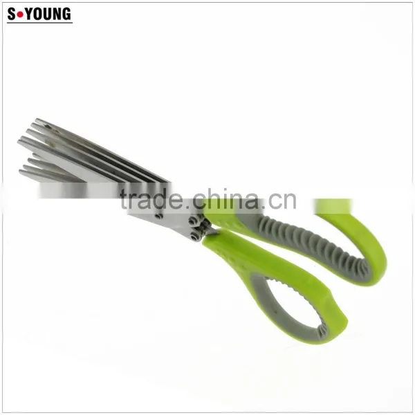 61055 8" New Design And High Quality Snipping Shearing Plastic Household Kitchen Stainless Steel 5 Blades Herb Scissors photo-2