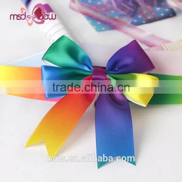 China Pre-made Satin Rainbow Gift Box Wrapping Ribbon Bow photo-5