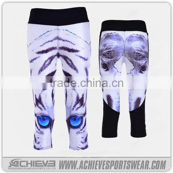 2017 Wholesale Custom Subliamtion Printed Polyester Spandex Yoga Pants photo-5
