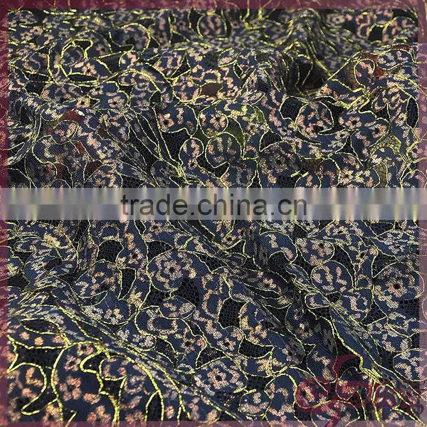 Jacuqard Floral Design Metallic Wholesale Swiss Lace Fabric for Dress/ Tops