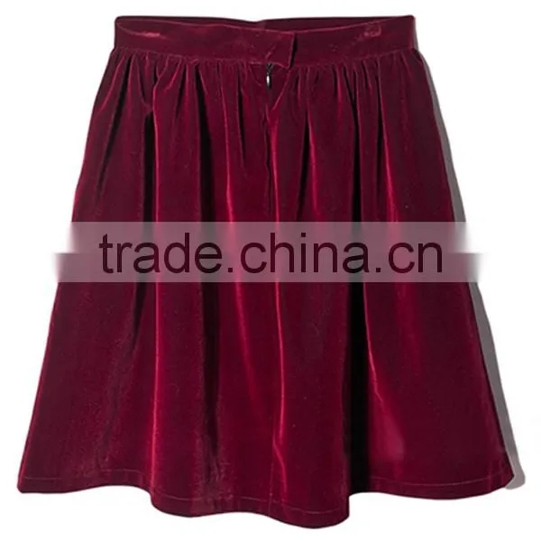 OEM Service High Quality Pleated Red Velvet Skirt photo-2