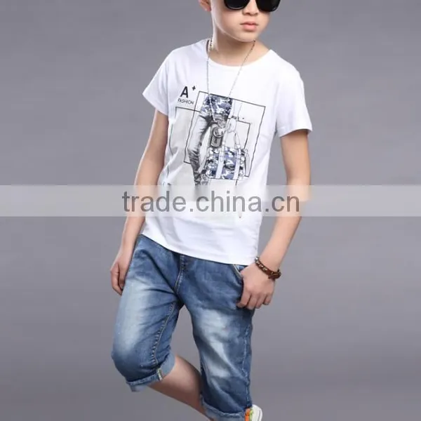 Zm35670a Korean Baby Kids Shirt and Jeans Pants Summer Boy Clothing Set photo-4