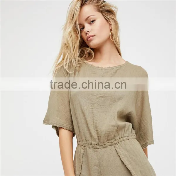 Ropa Mujer Casual Raw Trim Low Scoop Back Beach Rompers Jumpsuits photo-5