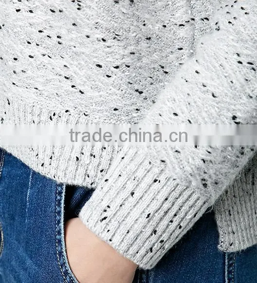 OEM Clothing Manufacturing Knitted Wool Dot Pattern Womens Sweaters With Low Price photo-4