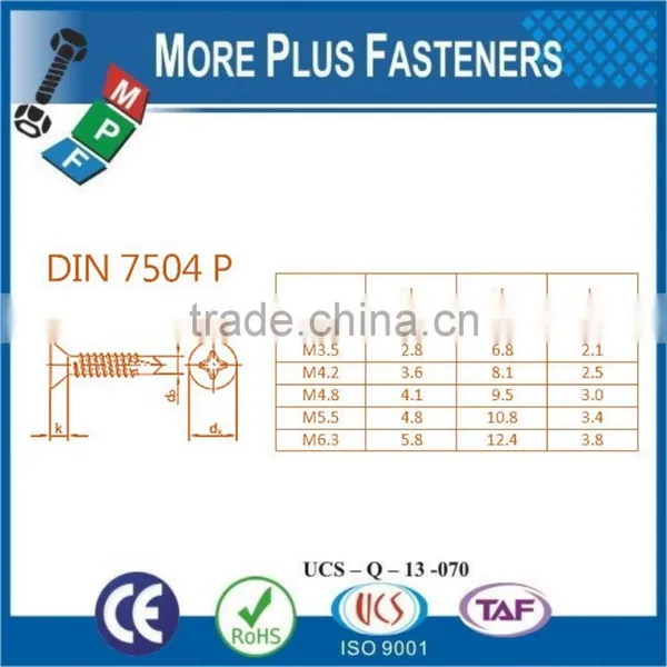 Made in Taiwan DIN 7504N Pan Head DIN 7504P Flat Head DIN 7504K Hex Head Self Drilling Screws Stainless Steel Carbon Steel Zinc photo-6