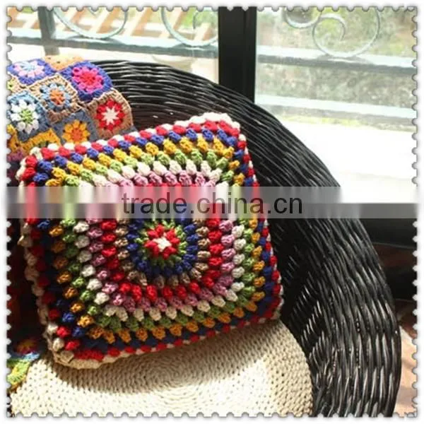 Crochet Flowers Crochet Square Bed Pillow Cushion Pillow Cushion Lumbar Pillow Cover photo-2