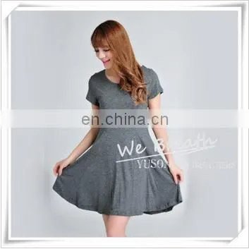 Summer Dress Bamboo Fiber Rayon Pleated O Neck Short Sleeves photo-6