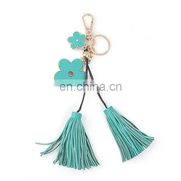Creative Pendant Five Petal Flower PU Leather Fringed Keychain Bag Pendant Ornaments photo-6