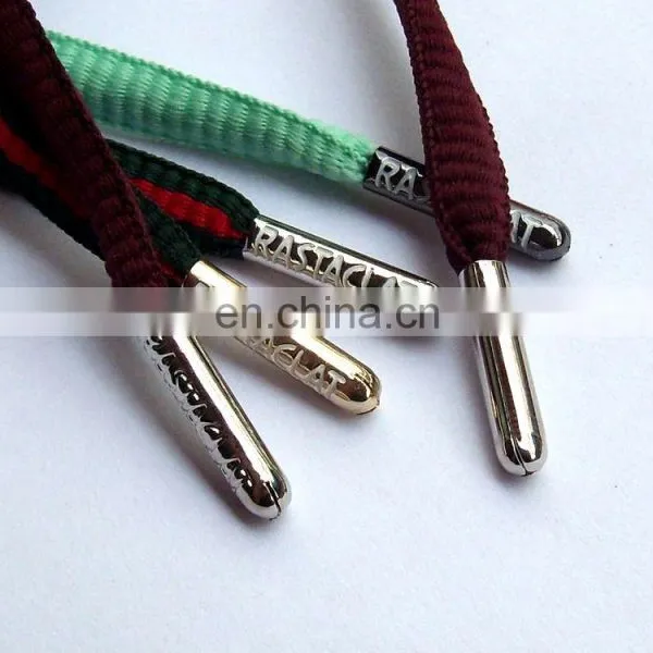 Customized Engraved Logo Shoelace Tips Gold/silver/gun Metal/red Bullet Crimp String Aglet photo-2