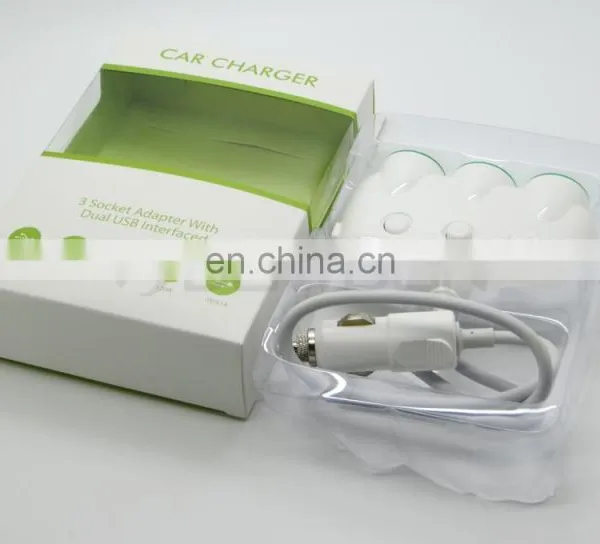 3Way Car Cigarette Lighter Socket Splitter DC Power Charger Adapter 2 USB Port 12V/24V photo-2