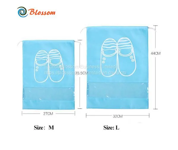 Wholesale Non Woven Reusable Drawstring Visible Travel Organizer Shoes Bag photo-3