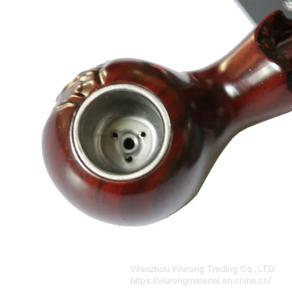 150mm Length Wooden Resin Short Tobacco Pipe With Red Hammer Bend Carving Head for Smoking photo-5