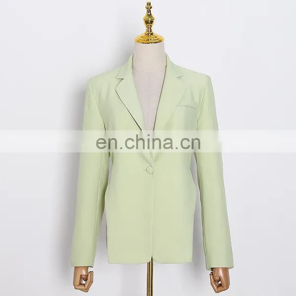 Ladies Fashion Casual Suit With Back Metal Chain Decoration Black Suit Jacket Women Blazers Suits photo-3