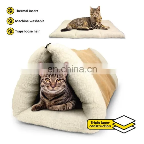 PET PALACE 2-in-1 Pet Bed Snooze Tunnel and Mat for Pets Cats Dogs and Kittens for Travel or Home photo-3