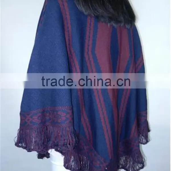 Ladies Elegant Design Popular Knitted Crochet Winter Poncho 2016 photo-4