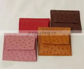 2016 Lovely Color Ostrich Skin Leather Folding Coin Case Coin Pouch Slim Coin Purse photo-6