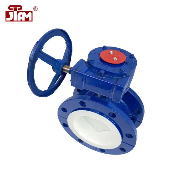 PTEE Fluorine Lined Butterfly Valve Worm Wheel Manual WCB Cast Steel Butterfly Valve photo-3