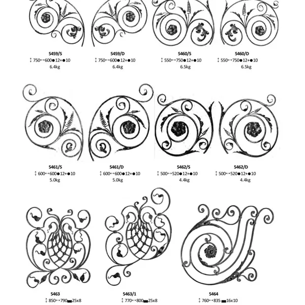 Wrought Iron Components Forged Elements Decoration Motif Panels for Gate Railing Handrail Balustrade photo-2