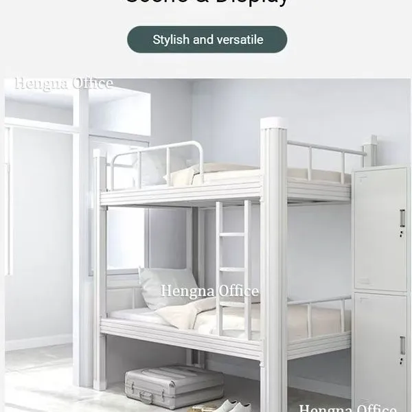 HN-M08-SD Anti-Rust Military Square Metal Bunk Bed Set-Commercial Grade Steel With Storage Drawers
