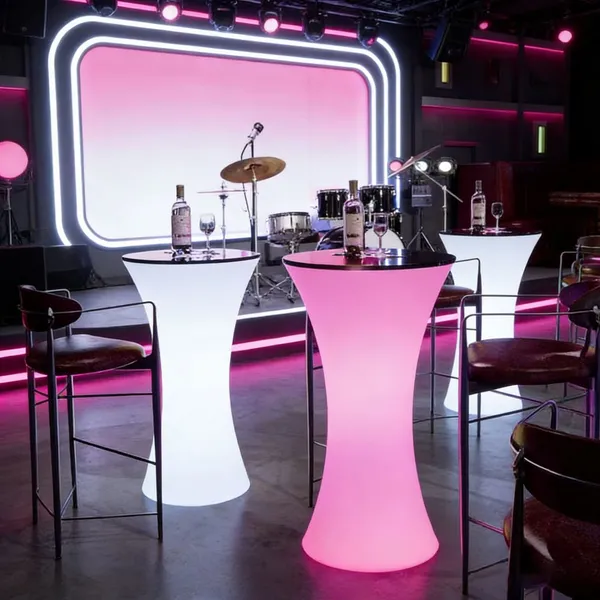 Creative Modern LED Luminous Durable Water Resistant Eco-Friendly Bar Set Coffee Table Stool for Hotel Outdoor Gym Basement