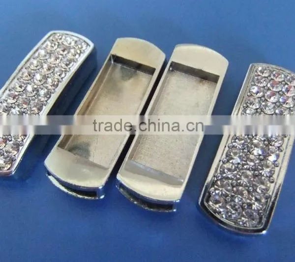 10mm Many Rhinestones Pane Rectangular Block Shape Slide Charms photo-2