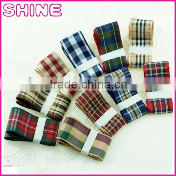 Welcome Customize Pack for Hot Sale Classic 2.5cm Wide England Grid Ribbon Fbric for DIY Bowknot Jewelry Accessories
