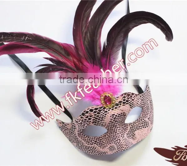 Wholesale Party Mask With Rooster Tail Feather Decoration photo-3