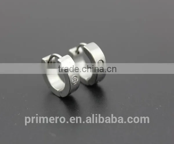 4MM Smooth Filled Shiny Cubic Zircon Fashion Stainless Steel Hoop Earring Jewelry photo-5