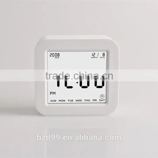 Best Teenager Home Promotional Gift OEM Multi-function Smart Digital Rotation Control Auto Light LCD Bedside Alarm Table Clock photo-4