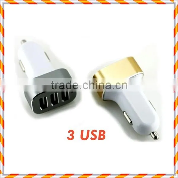 Hot New Stylish 3 USB Car Charger With Aluminium Finish