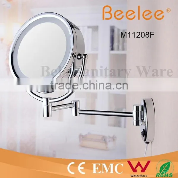 8.5 Inch Round Foldable Makeup Mirror AC Power Wall Mirror With Led Light photo-2