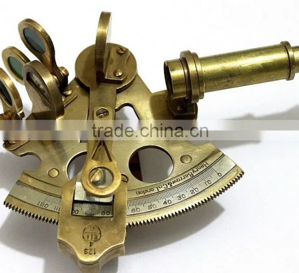 Buy Antique Brass Shiny Marine Nautical Sextant- Small NAUTICAL SEXTANT REPLICA With Black Wooden Box 1027 photo-5