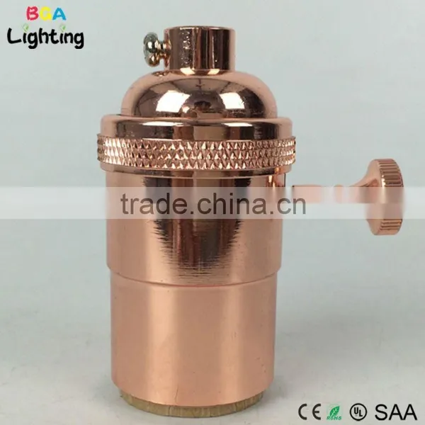 E27 E26 Vintage Brass Pendant Lighting Socket With Switch photo-2