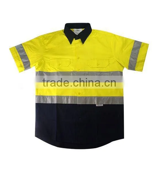 New Men's Safety Tee Work T-Shirt Reflective Yellow