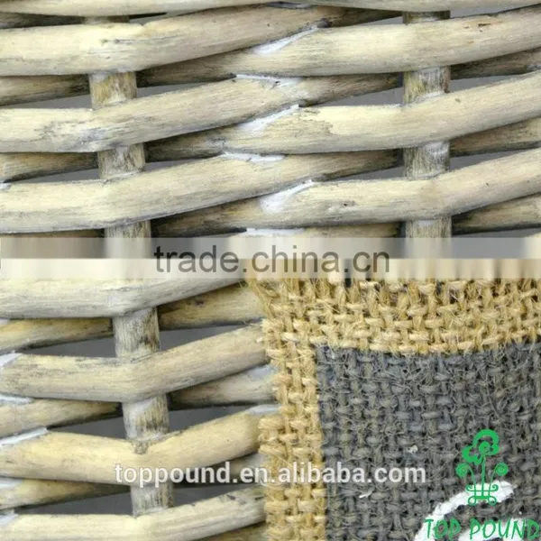 Oval Wicker Basket With Handle and Plastic Lined photo-4