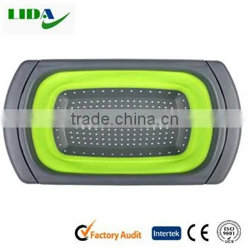 Kitchen Collapsible Silicone Colander Strainer Expands to 24 Over the Sink Basket Cooking Water Drainage KIT500 photo-5
