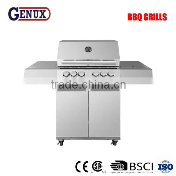 Outdoor Barbecue Gas Grill With Side Burner and Infrared Burner