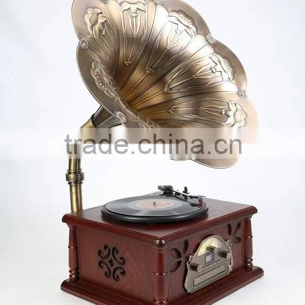 Top Quality European Style Wooden Antique Replia Gramophone for Christmas Gift photo-3