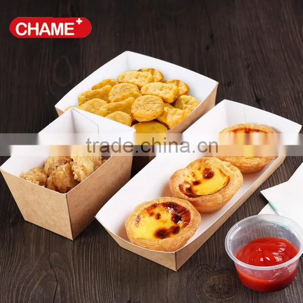 Color printed boat shaped paper tray for fried fish and chip and chicken