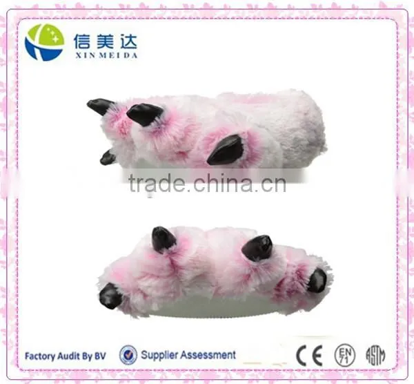 Soft 15" Pink Furry Tiger Plush Slippers, Medium Size photo-2