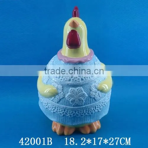 Easter Decoration Ceramic Storage Jar With Cock Figurine photo-2