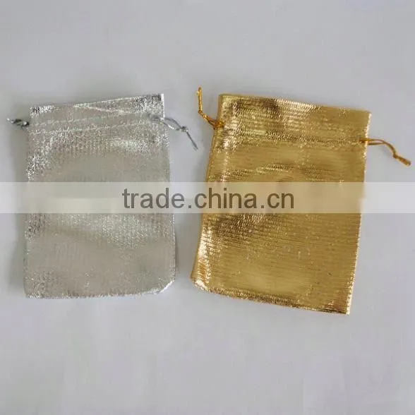 Metallic Gold and Silver Drawstring Jewelry Pouches photo-4