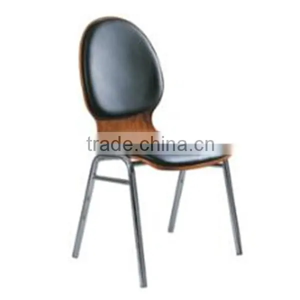 Haiyue New Arrival Comfortable Black Leather Cushion Wood Frame Student Reading Chair in Libraly photo-2