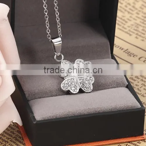 925 Silver Stainless Steel Lovely Heart Pattern Pendant Simple Chain Elegant Necklace photo-4