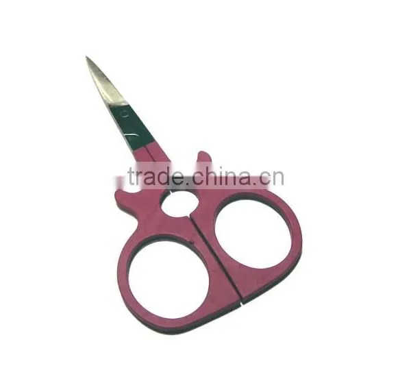 Wine Red Rubber Blasting Pattern Cosmetic Scissor photo-2