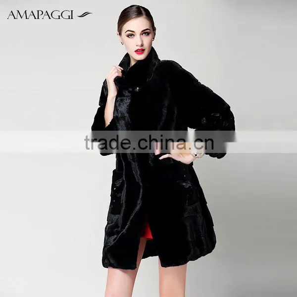 Hot Sale Back Mink Fur Long Coat for Women Winter photo-2
