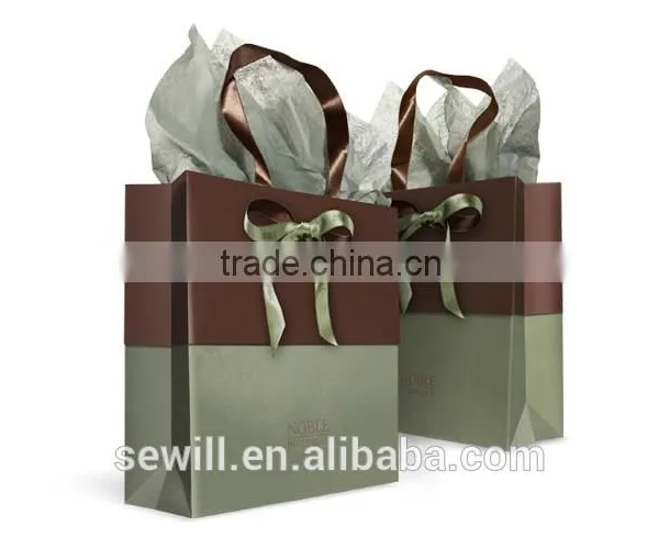 Noble Luxury Paper Shopping Bag for Boutique With Bowknot