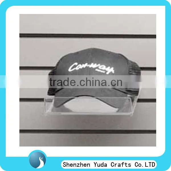 Acrylic Shelf Slatwall Acrylic Shelf Clear Wall Mounted Plastic Slatwall Display Shelf for Cap