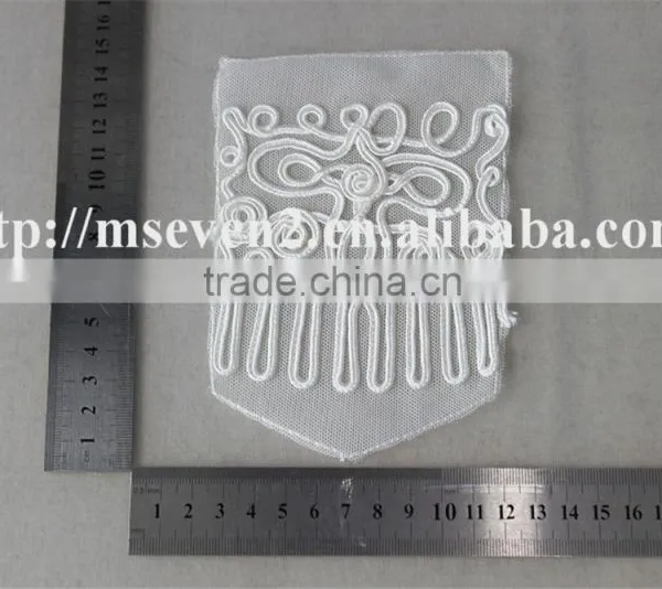 2016 Newest Design 100% Polyester White Color Lace Fabric Embroidery Trim Patch for Clothing Shoulder photo-6