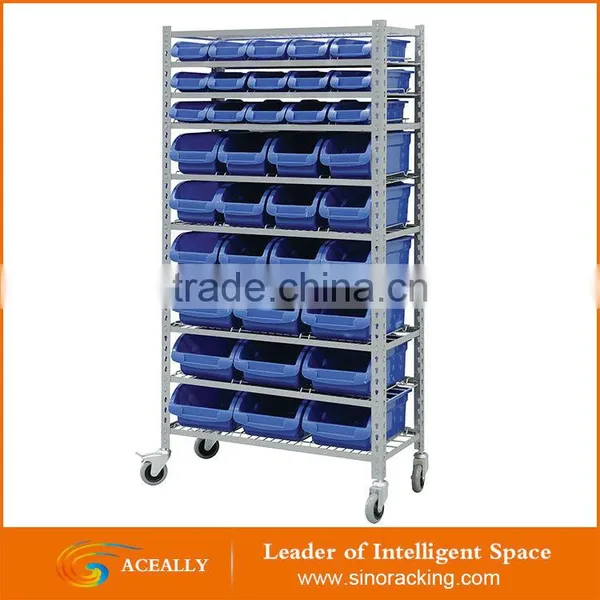 Rivet Mobile Bin Rack With Wheels Storage Container Shelves photo-2